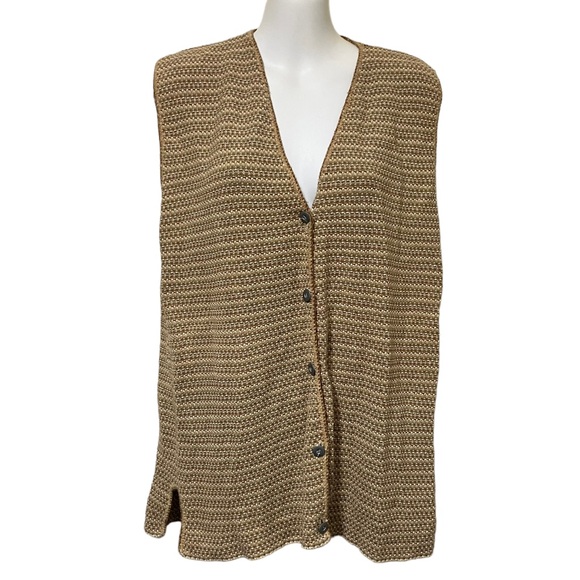Vintage Star Cody Tan Stripe Knit Sweater Vest - Picture 1 of 10